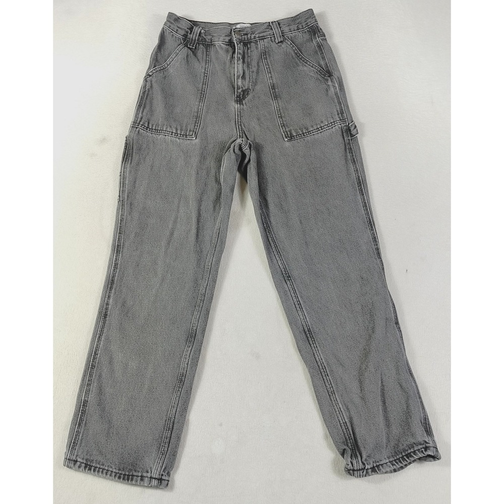 Simple Society Jeans Women's Juniors 7/28 Gray High Rise Straight Carpenter